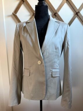 Alice + Olivia Light Gray Single-Button Blazer